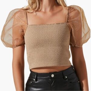 ASTR Beige Textured Knit Top